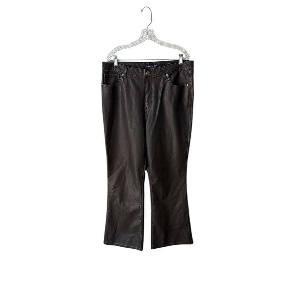 One5One Brown Faux Leather Western Flare Pants Size 16/33
